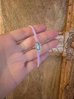 Kendra Scott Lavender Macramé Bracelet with Iridescent Stone